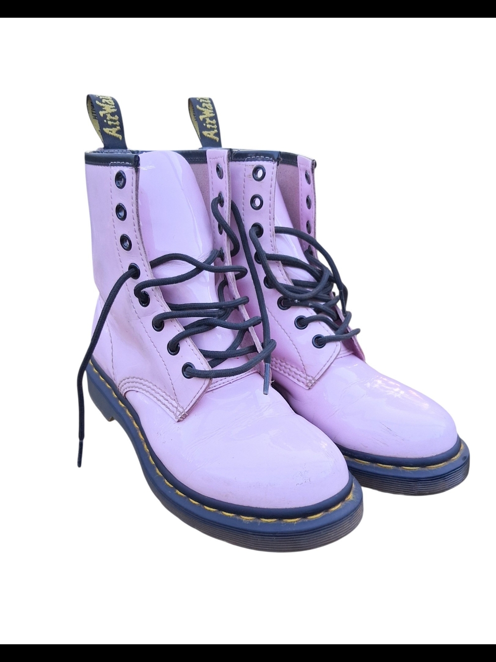 Dr. Martens Pastel Pink Patent Lace-Up Boots Womens Size 7 US